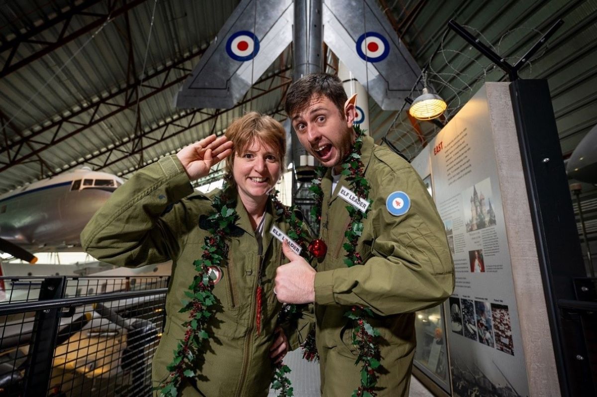 Elf Cadet Training is a unique festive experience that brings the magic of Christmas and the marvel of aviation together under one roof. Photo: © RAF Museum