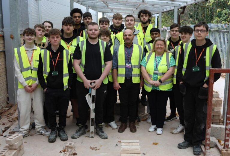 The Telford College bricklaying students who all passed their latest exam