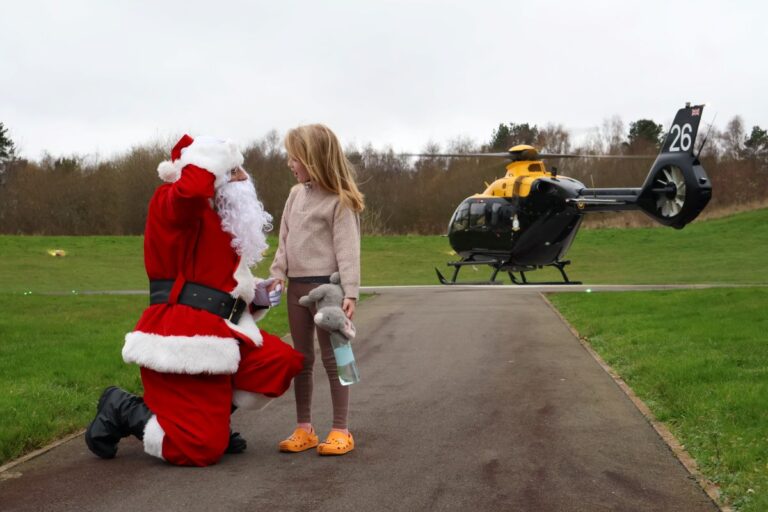 Six-year-old Juno Robertshaw, pictured, had a good chat with Santa
