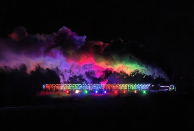 The SVR's Boogie Lights train lights up the night. Photo: Stephen Morley