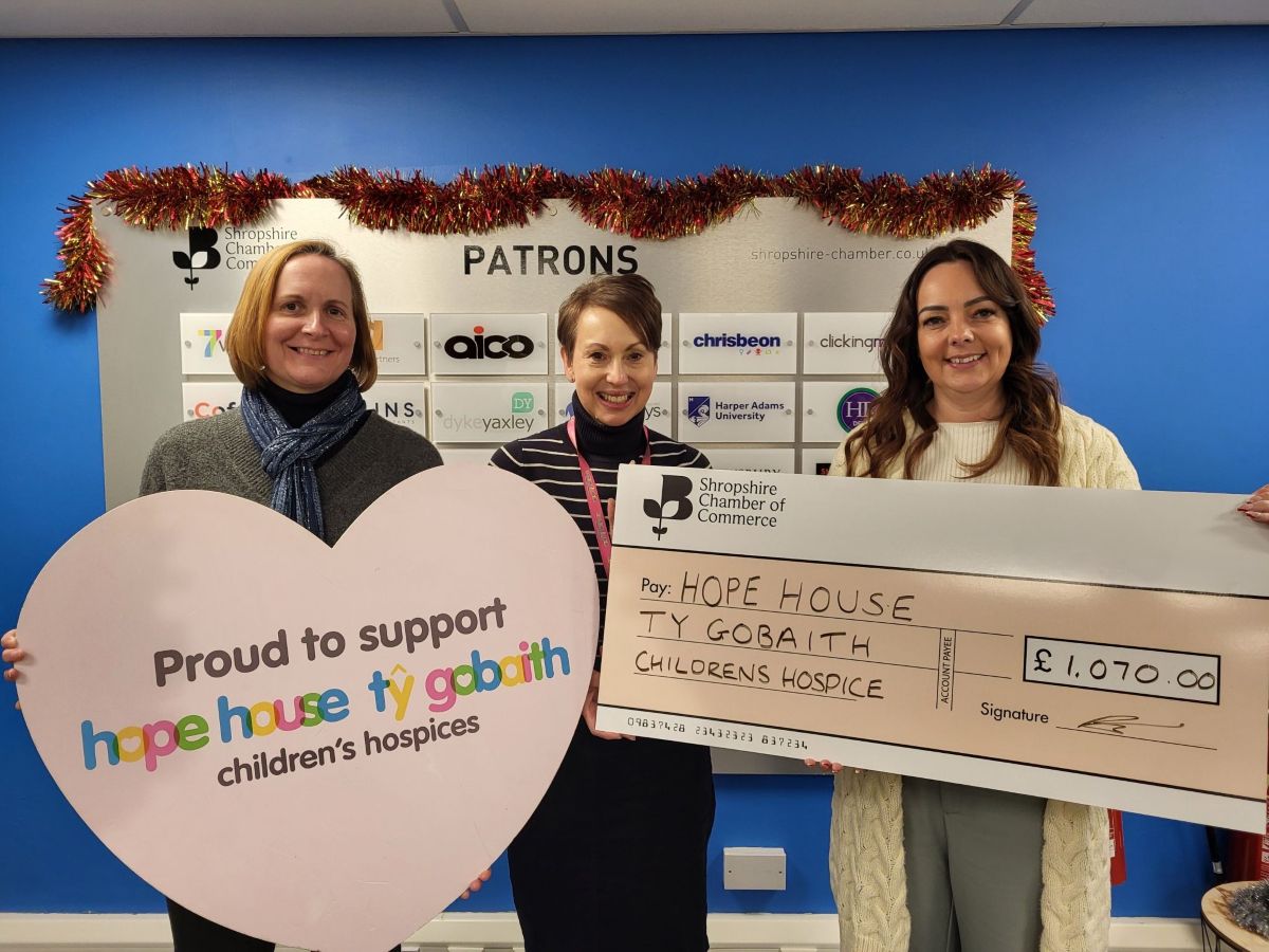 Pictured from left are Shropshire Chamber chief executive Ruth Ross, Hope House area fundraiser Dawn Ball, and Shropshire Chamber’s events and training manager Kelly Riedel