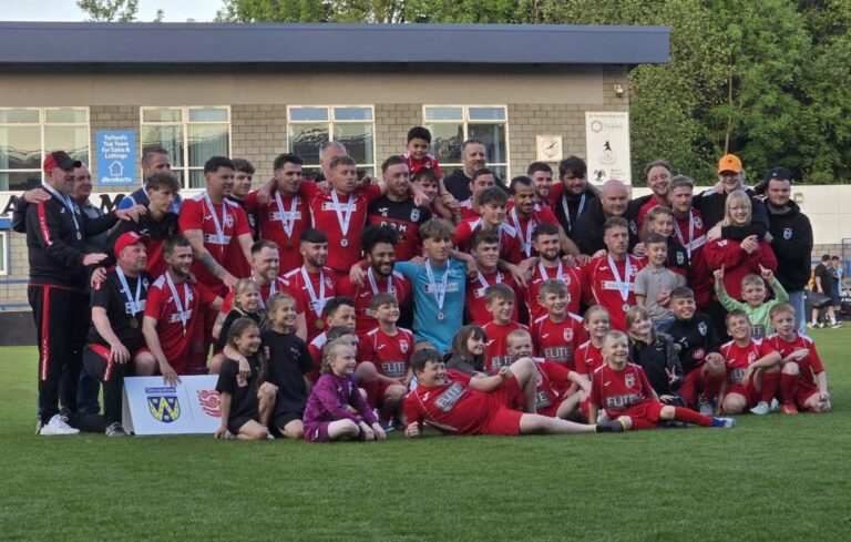 Telford Town FC lifting the Shropshire Challenge Cup