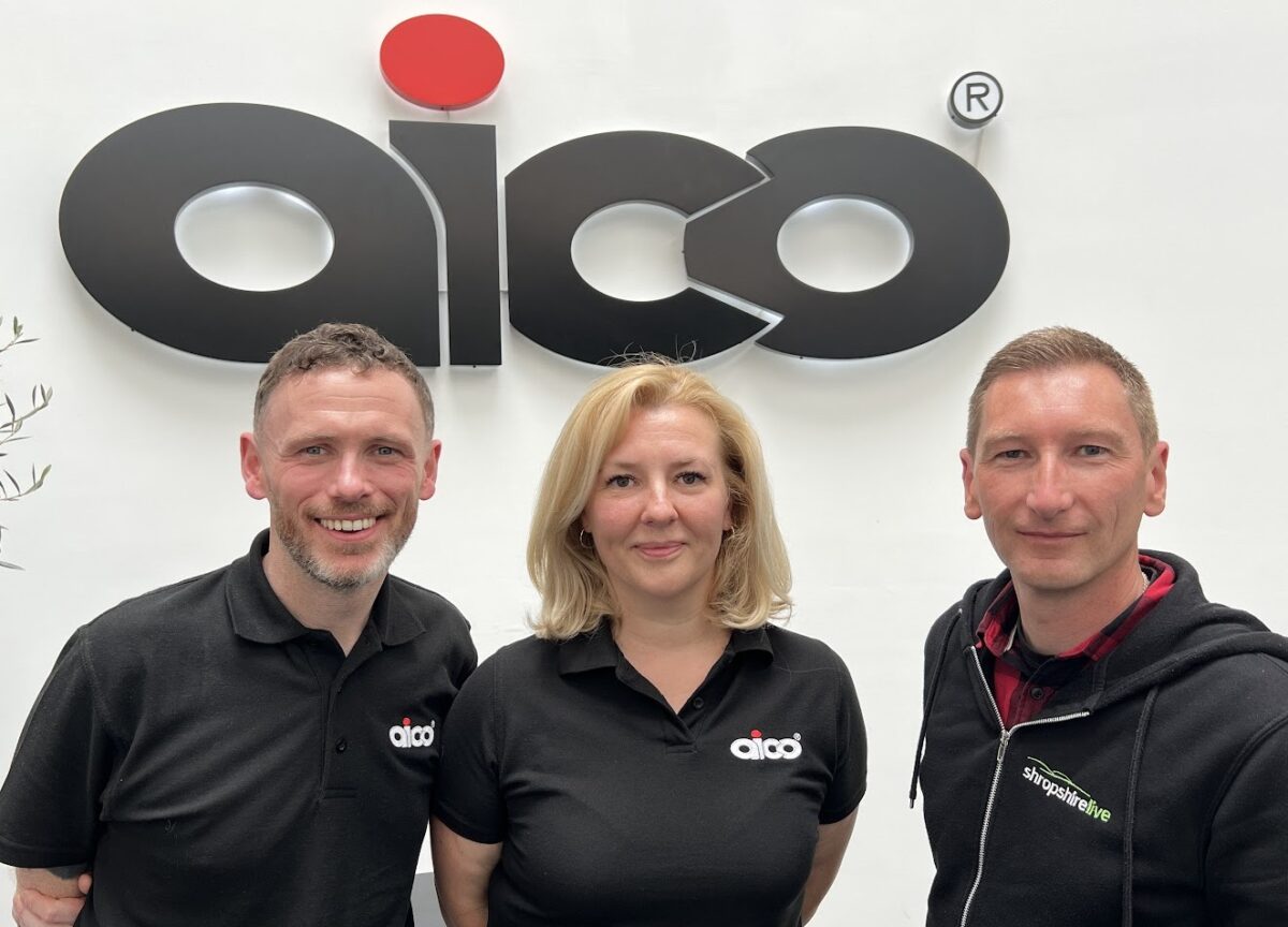 Aico's Alex Garmston and Laura Opechowska with Shropshire Live breakfast presenter Chris Pritchard