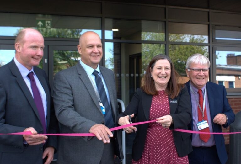 Shrewsbury MP Julia Buckley cuts the ribbon at the new building at Shrewsbury Academy