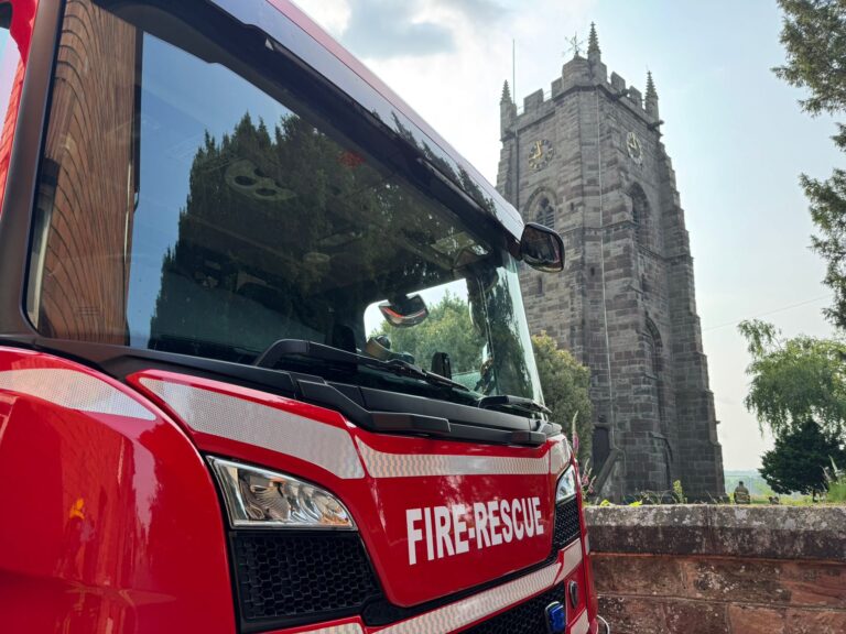 Shropshire Fire and Rescue Service at St Mary's Church in Market Drayton. Photo: SFRS