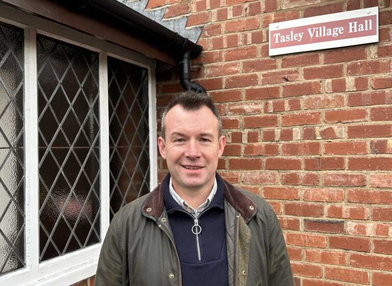 Stuart Anderson MP outside Tasley Village Hall