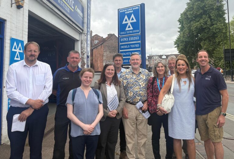 Government flood delegation visits Shrewsbury hotspots with MP Julia Buckley