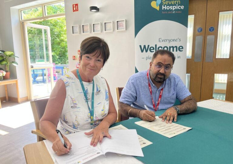 Heather Tudor, Severn Hospice CEO, Raj Mehta, Telford & Wrekin Interfaith Council