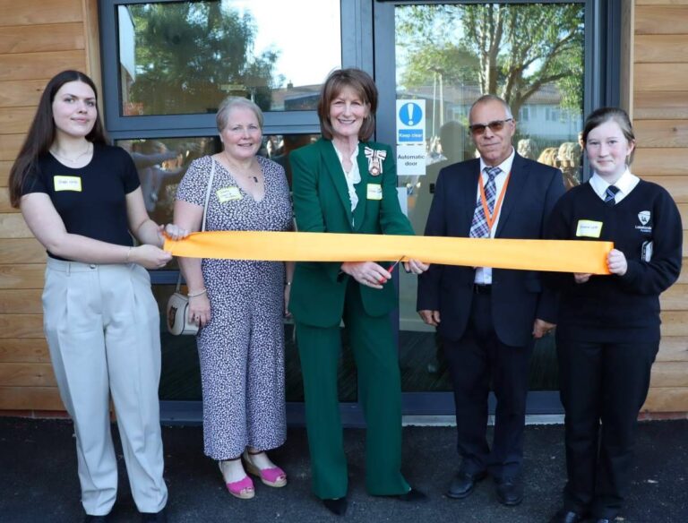 SYA chair of trustees, Donna Leeding, and SYA chief executive Richard Parkes, with Lord Lieutenant of Shropshire Anna Turner, and members of the Shropshire Youth Parliament at the opening of the charity's HQ last yea