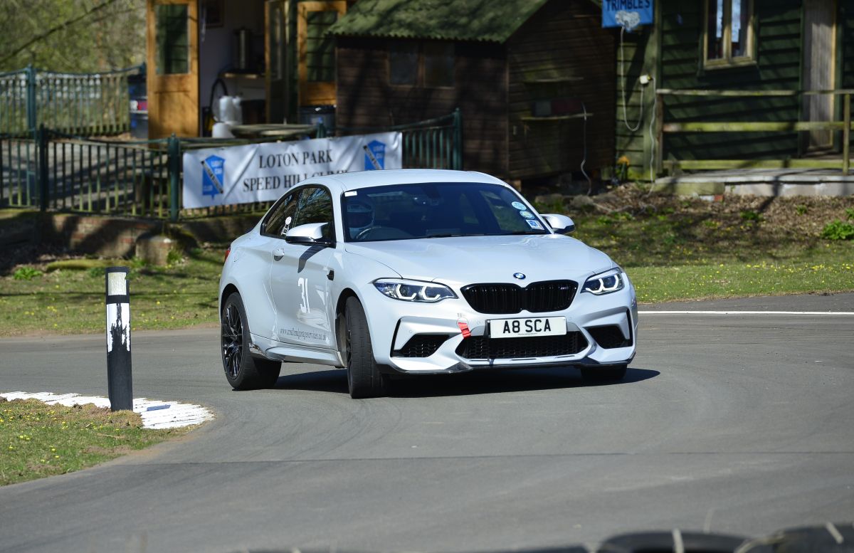 Steve Atkins in his BMW M2 Competition in action at Loton Park