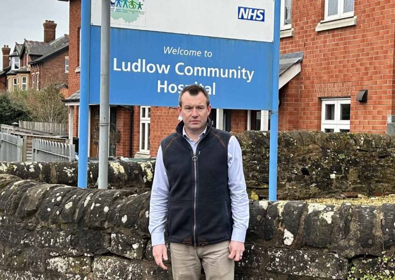 Stuart Anderson outside Ludlow Community Hospital