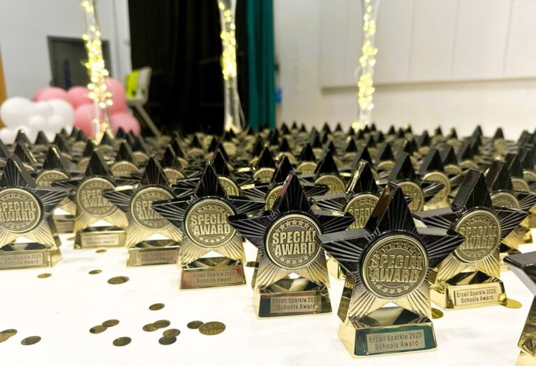 The trophies ahead of being awarded