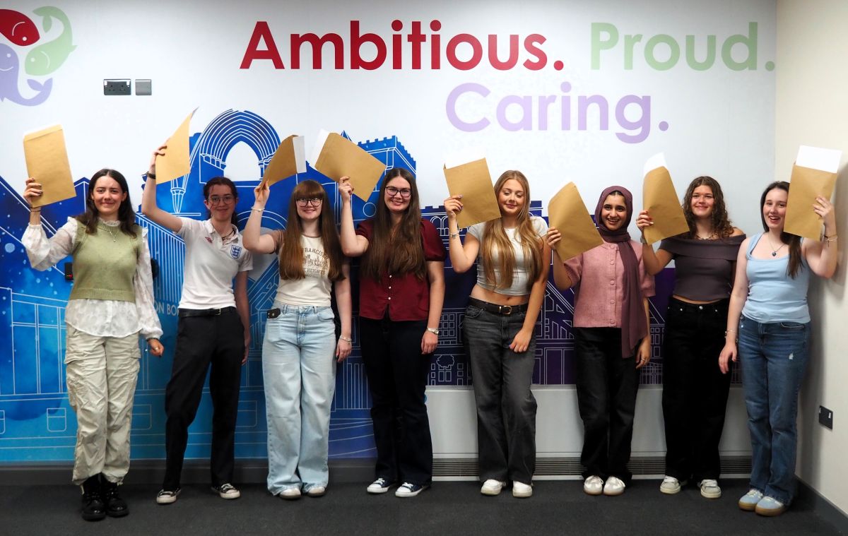 From left, Seren Cartwright, Tayla New, Katie Harris, Holly Eccleston, Eden Clifford, Manahil Imran, Freya Hill, and Amelia White