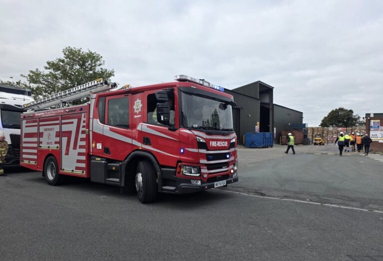 Fire crews outside Papersort UK in Oswestry. Photo: SFRS