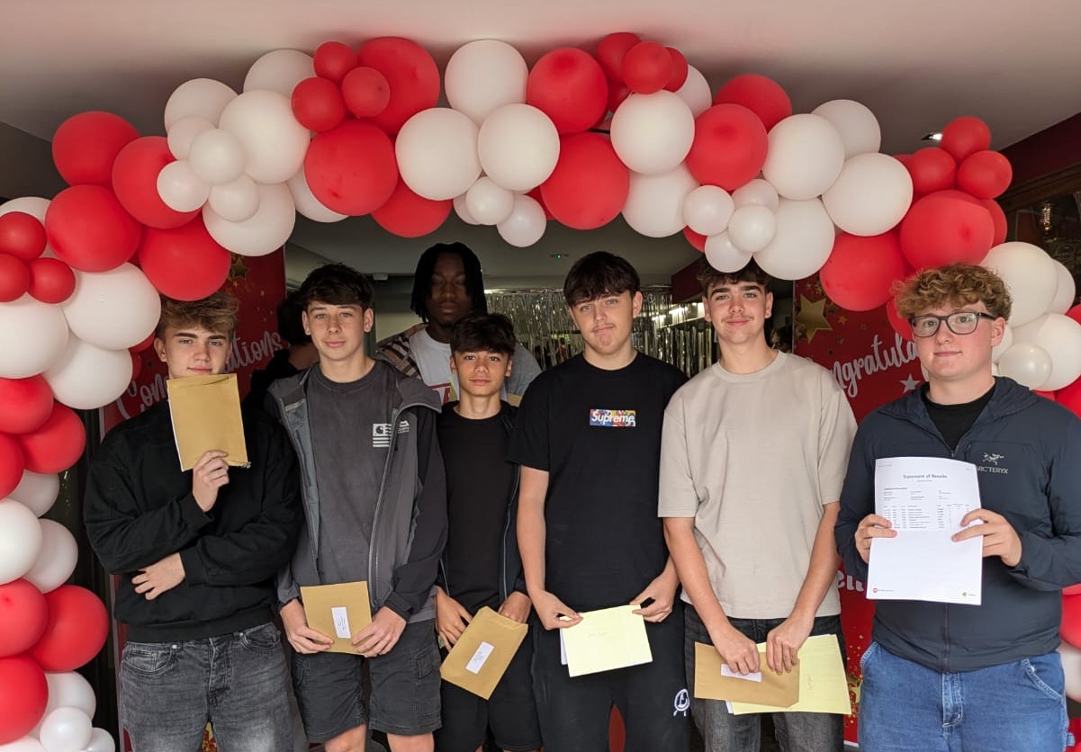 Marches School students collect their results