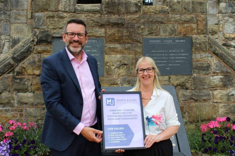 Mark Savill of BCRS Business Loans with Ruth Martin of Martin & Jones Marketing, based in Oswestry