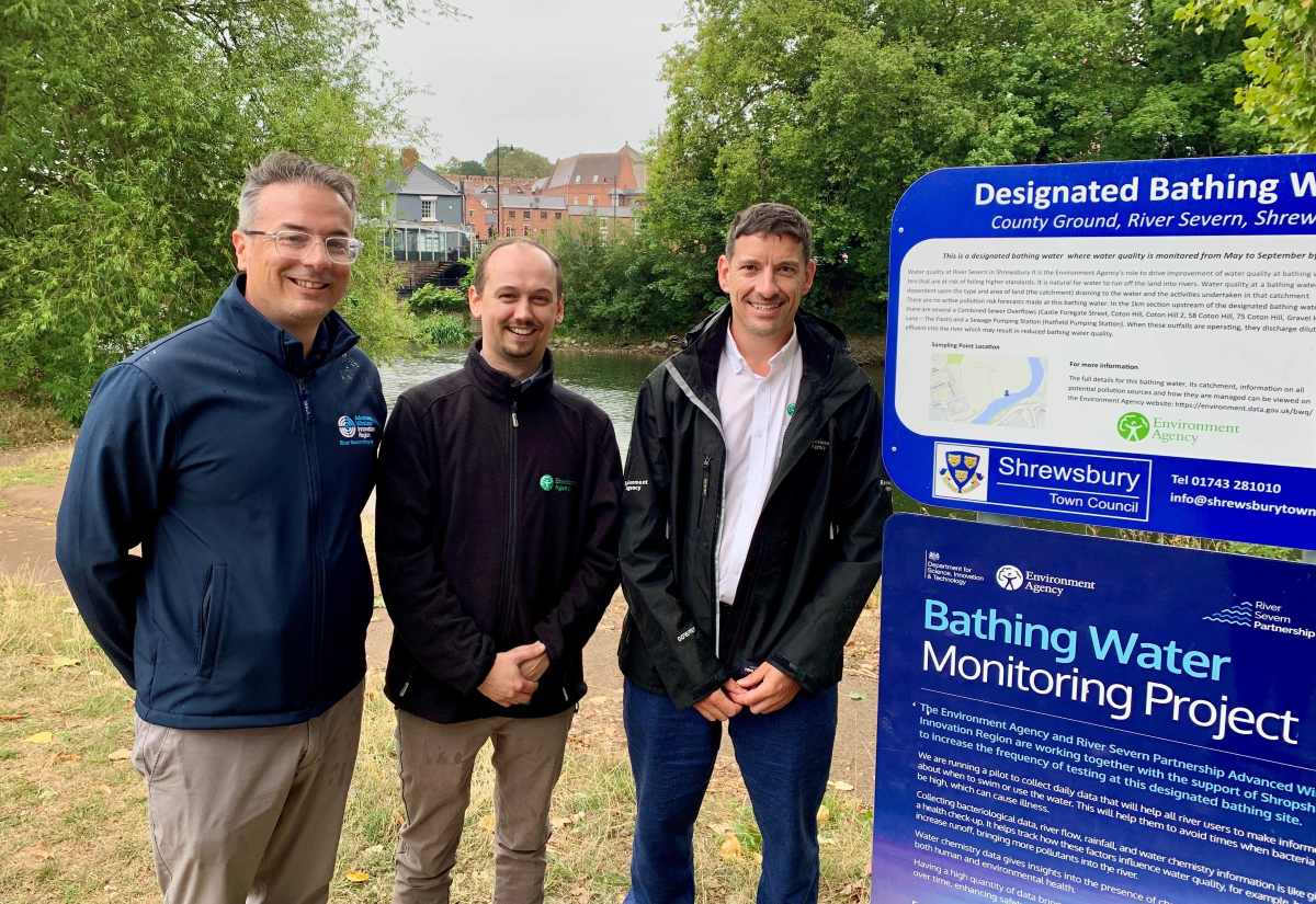 Matt Smith - River Severn Partnership Programme Manager, Tom Coekin - Environment Agency Water Quality Specialist, and Martin Quine - Environment Agency