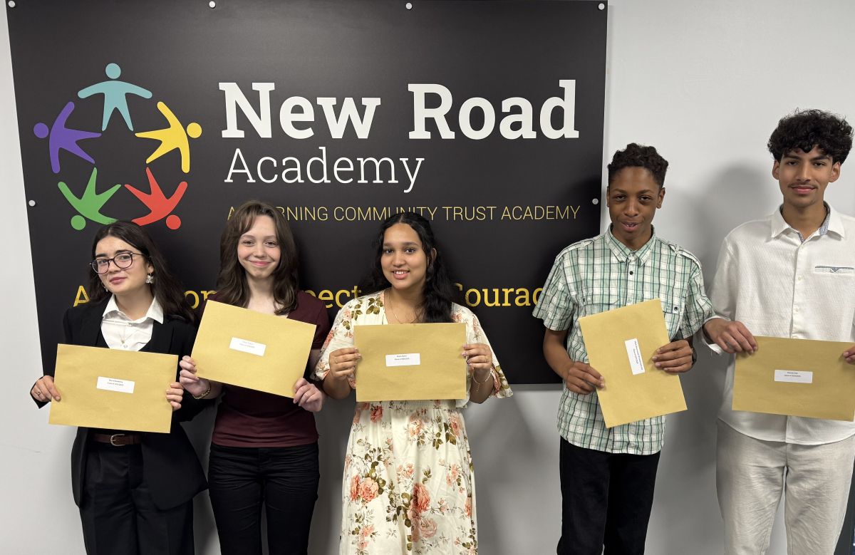 From left, at New Road Academy in Wrockwardine Wood, Olena Bardetska, Chloe Parkins, Maria Stanly, Mark Idemudia, Michael Mal