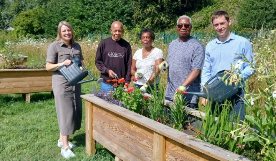 Pictured far left is Councillor Carolyn Healy with Ken Quest and Margaret and Chris Christian from the TAARC over 60s group and Jim Greenhalgh, Contract Manager at Veolia