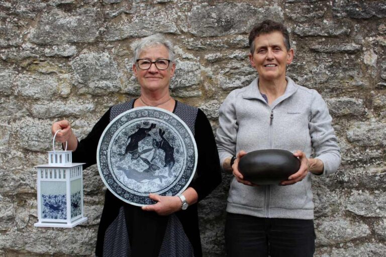 Glass artist Jane Murphy and ceramicist Caroline Bennett who will be exhibiting at the show