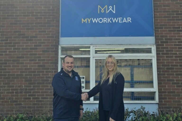 Peter Thomas, Sponsorship Co-Ordinator at Newport (Salop) RUFC pictured with Becky Homersley, Marketing Manager at MyWorkwear