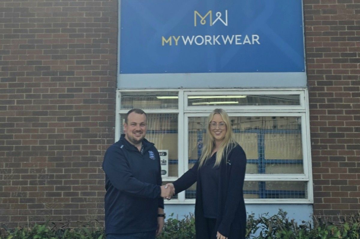 Peter Thomas, Sponsorship Co-Ordinator at Newport (Salop) RUFC pictured with Becky Homersley, Marketing Manager at MyWorkwear
