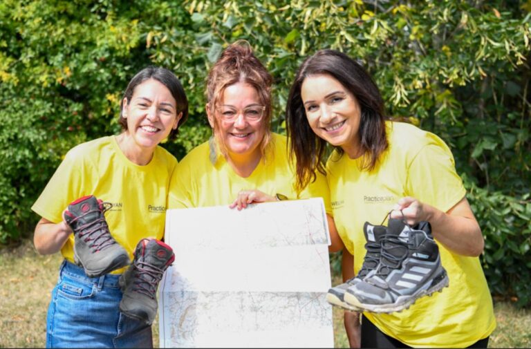 Penny Hardy, Lucy Evans and Debbie Hill ready to put their best foot forward for Oswestry-based Shropshire PCAS on Friday.