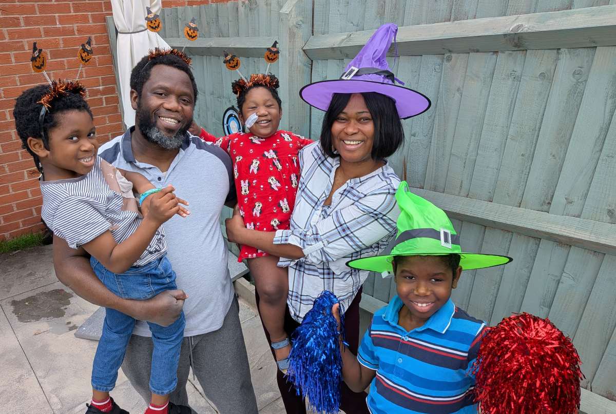 Manuel-Leroy, 7, dad Seth, Jovelyn, 4, mum Gifty, and Lemuel, 7