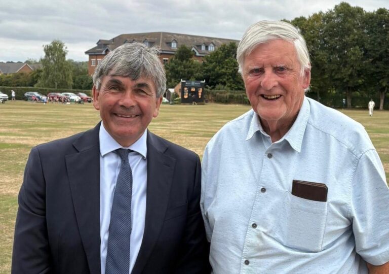 Toby Shaw, left, is pictured at Bridgnorth Cricket Club with Peter Bradley, who took 287 wickets for Shropshire between 1957 and 1975, after being made a life member of Shropshire County Cricket Club