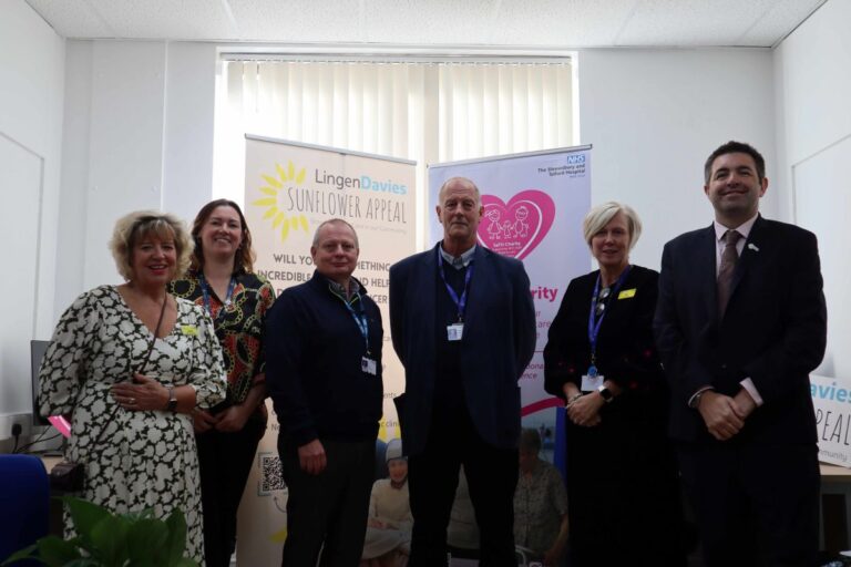 Julia Clarke, Director of Public Participation (SaTH), Naomi Atkin CEO (Lingen Davies), Jon Sargeant Non-Executive Director (SaTH), Richard Steventon (League of Friends), Jo Williams, Chief Executive Officer (SaTH), Shaun Davies, MP