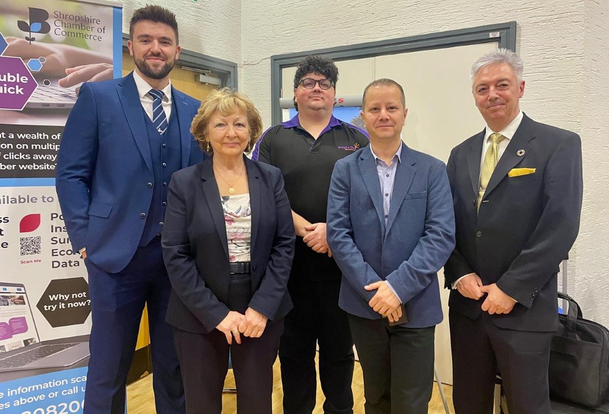 Guest speakers at the Sustainability Partnership’s second event, from left, Jordan Tassell, Denise Brinton, Lewis Prince, Vlad Cazan, and Andy Whyle