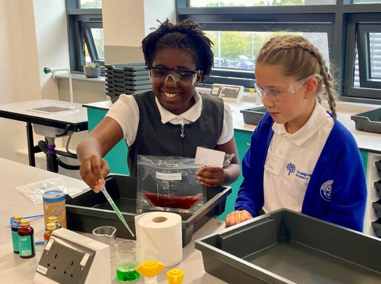 Hannah Moyo and Eva Bates from Crudgington primary school