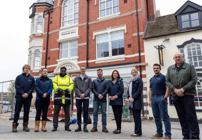 Oscar Bennion, Pave Aways Trainee Quantity Surveyor, Victoria Ward, Pave Aways Project Quantity Surveyor, Abdulrahman Abdi-Adan, Assistant Project Manager at Telford & Wrekin Council, James Maxwell, Senior Project Manager at Telford & Wrekin Council, Ian Lowe, Architectural and Project Management Team Leader at Telford & Wrekin Council, Dawn Toy, Service Delivery Manager at Telford & Wrekin Council, Kirsty Liddell, Project Manager for Telford & Wrekin Council’s Housing Investment Programme, Tom Ford, Pave Aways Site Manager and Steven Owen, Pave Aways Managing Director. Photo: Telford & Wrekin Council