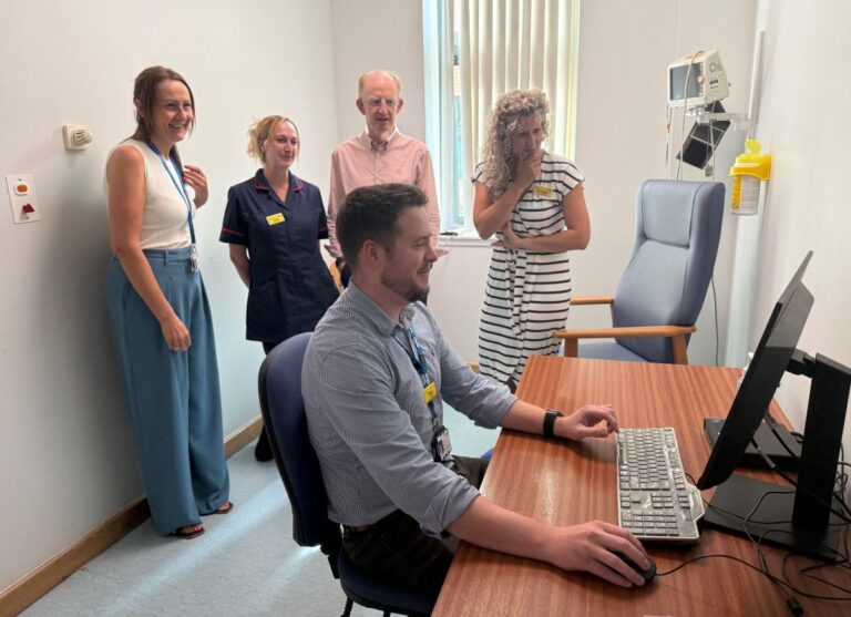 Thomas Wareing, Cathy Hordley, Jess Briscoe, Dr Jeffrey Butterworth and Dr Charlotte Hunt - members of the team leading the implementation of the new system