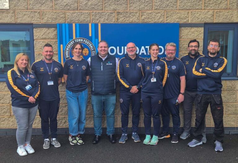 Mike Davis of Shoothill pictured with members of the Shrewsbury Town Foundation Team