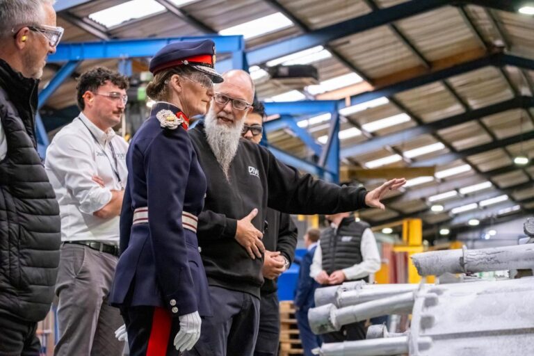 Pictured is the Lord-Lieutenant of Shropshire, Mrs Anna Turner, during a visit to the firm’s headquarters in Bridgnorth