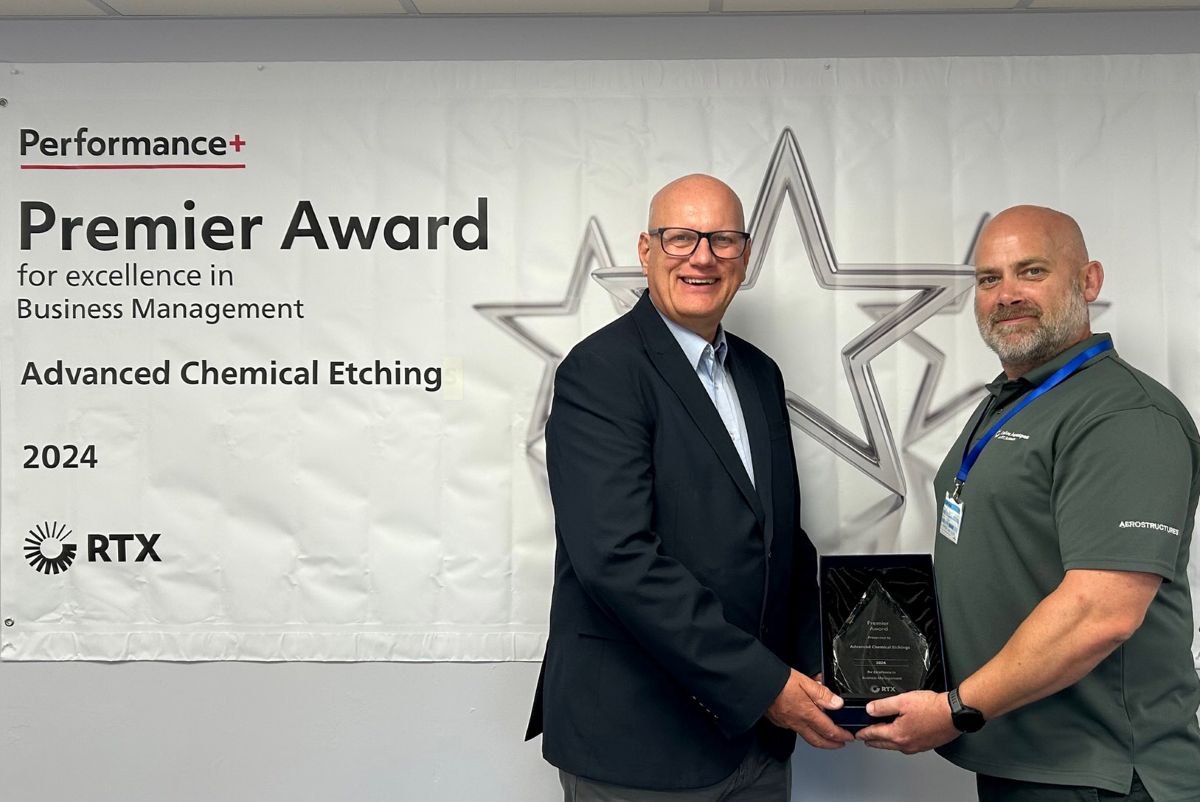 One of the UK’s leading aerospace suppliers, Telford-based Advanced Chemical Etching (ACE), have been honoured with a prestigious global award by Collins Aerospace.