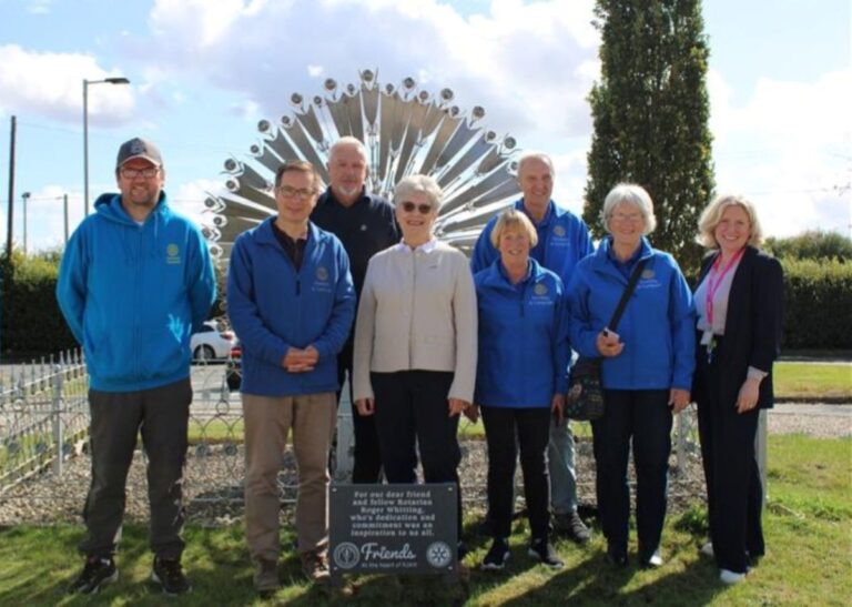 The plaque, located on the roundabout at the hospital’s main entrance, was arranged in partnership with Oswestry and Cambrian Rotary Club and the League of Friends