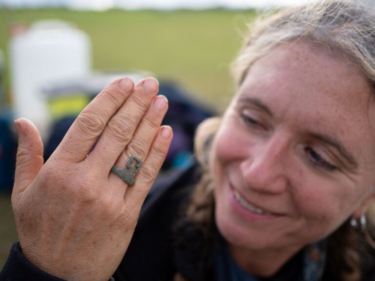 A Roman ring key foind during the excavation. Photo: National Trust / Jayne Gough