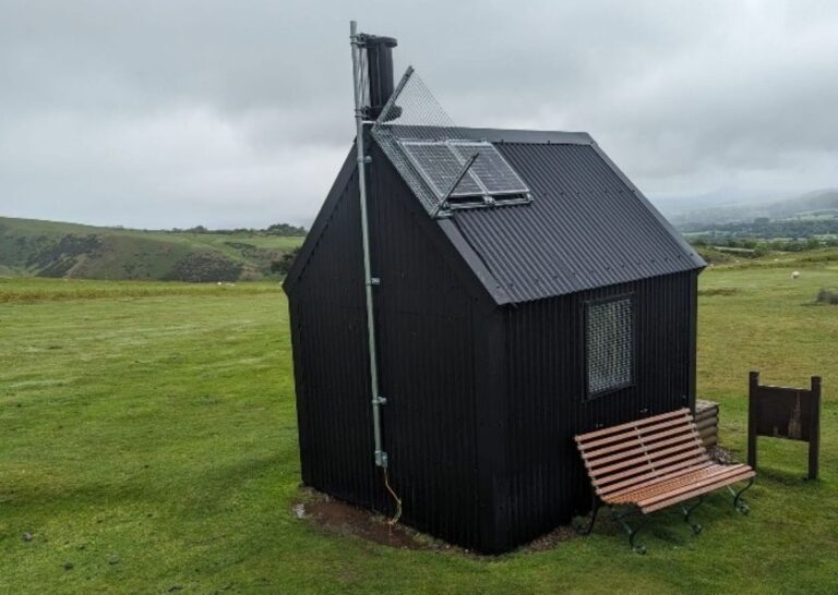 Turtle’s bespoke hut installation for a unique wind and solar powered defib cabinet at Church Stretton Golf Club