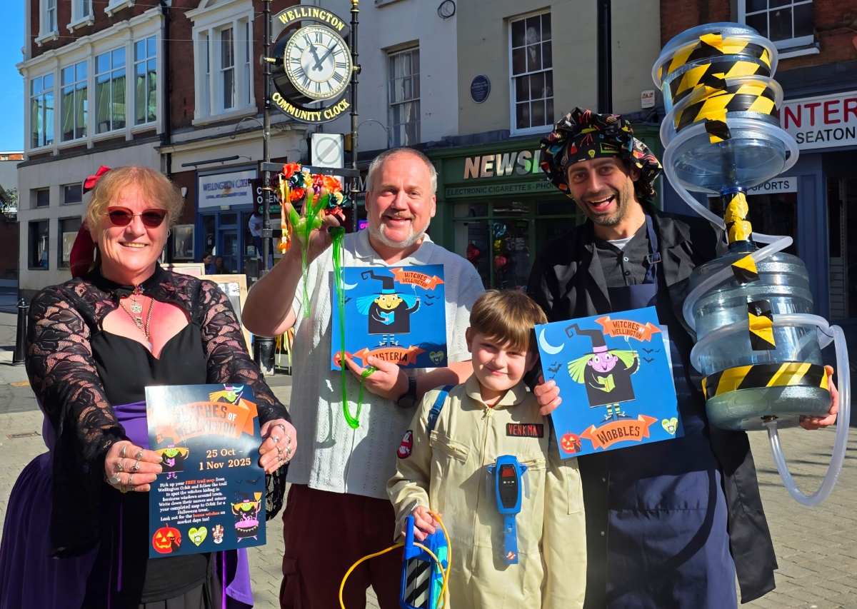 Pam Tonks from Drak's Den in Wellington Market, Damian Breeze from Wellington Orbit, Jon Drew and son Charlie Drew from Boardroom Gaming Cafe