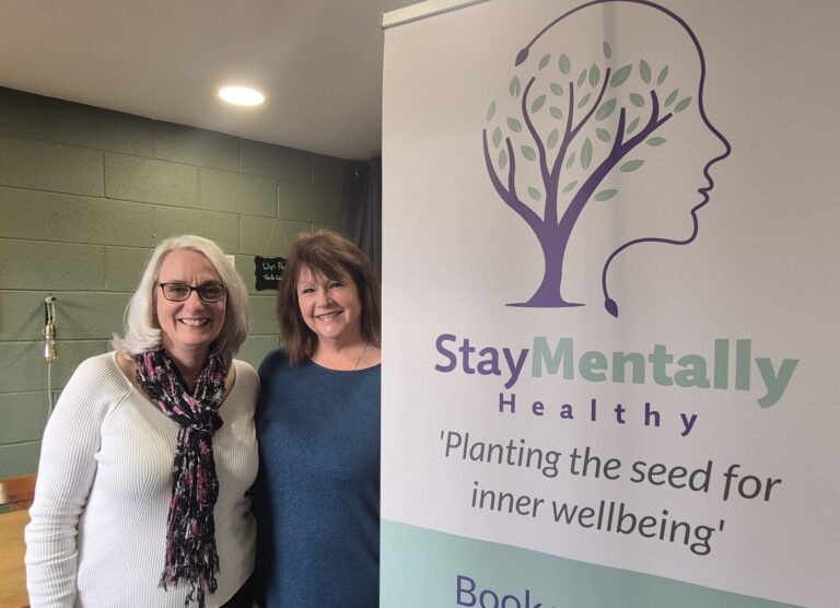 Mary Phillips from Stay Mentally Healthy Hub in Bridgnorth with Julie Brazier who has told her story following the help she received