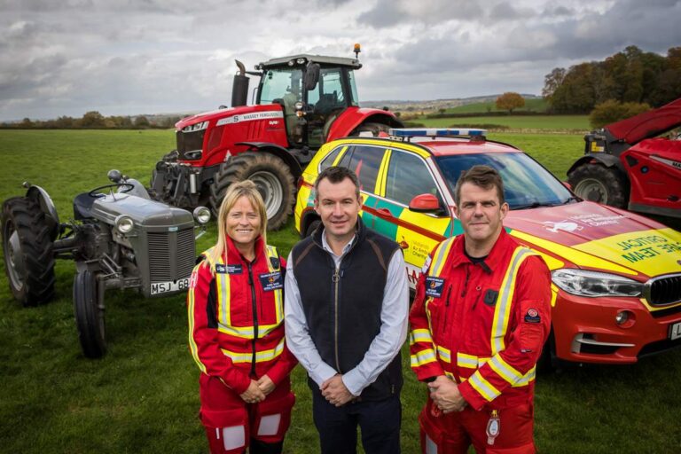 Stuart Anderson, MP for South Shropshire, with Critical Care Paramedics Karen Baxter and Rob Davies