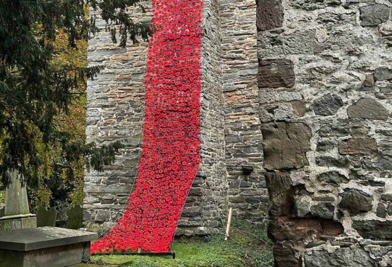 An 11-metre cascade of poppies can be seen on All Saints Church