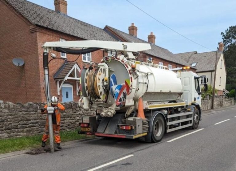 Drain cleaning in Much Wenlock. Photo: Shropshire Council