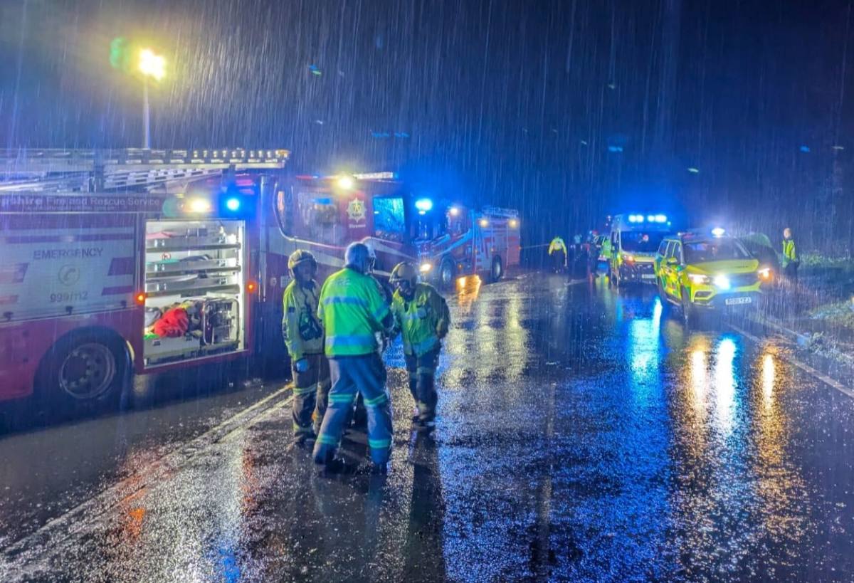 Emergency services at the scene of the collision on the A5. Photo: SFRS / Ellesmere Fire Station
