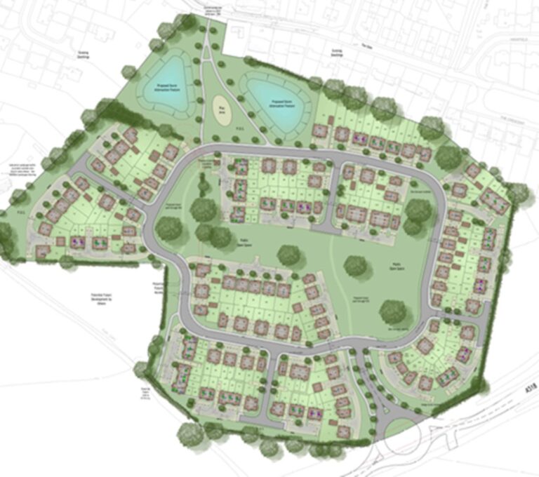 The development would comprise 108 homes for private sale, including a range of two to five-bedroom properties, as well as 58 affordable homes for low-cost rent or shared ownership