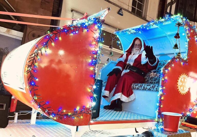 Santa on the Shrewsbury Severn Rotary Sleigh