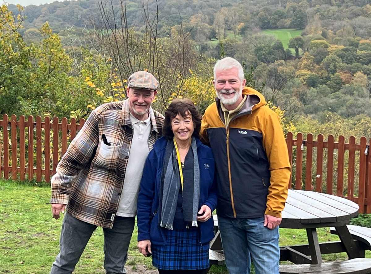 Shropshire Community Foundation ambassador Ged Kennedy, right, with Rita Wilkinson and Mike Shaw of Yellow Ribbon at their Halfway House premises