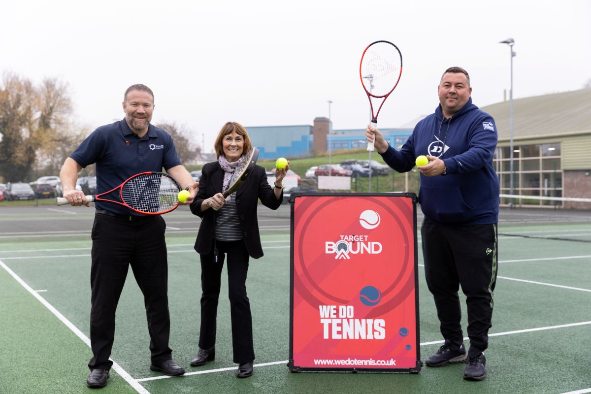 From left to right Stuart Walker, Leisure Operations Manager Telford & Wrekin Council, Councillor Angela McClements, Telford & Wrekin Council’s Cabinet Member for Leisure, Tourism, Culture and the Arts and Nigel Hunter – Co-Director of We Do Tennis. Photo: Telford & Wrekin Council